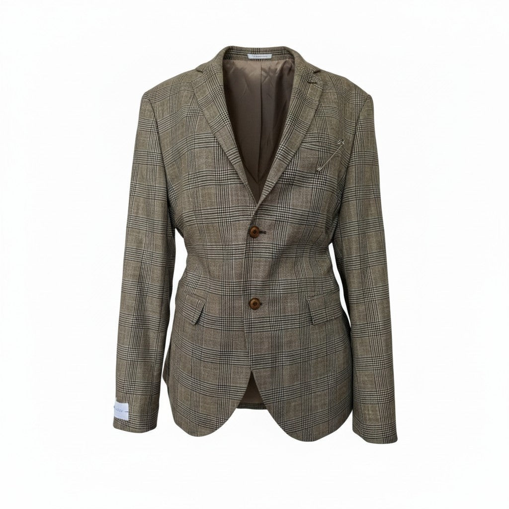 Brown checkered blazer adjustable waist