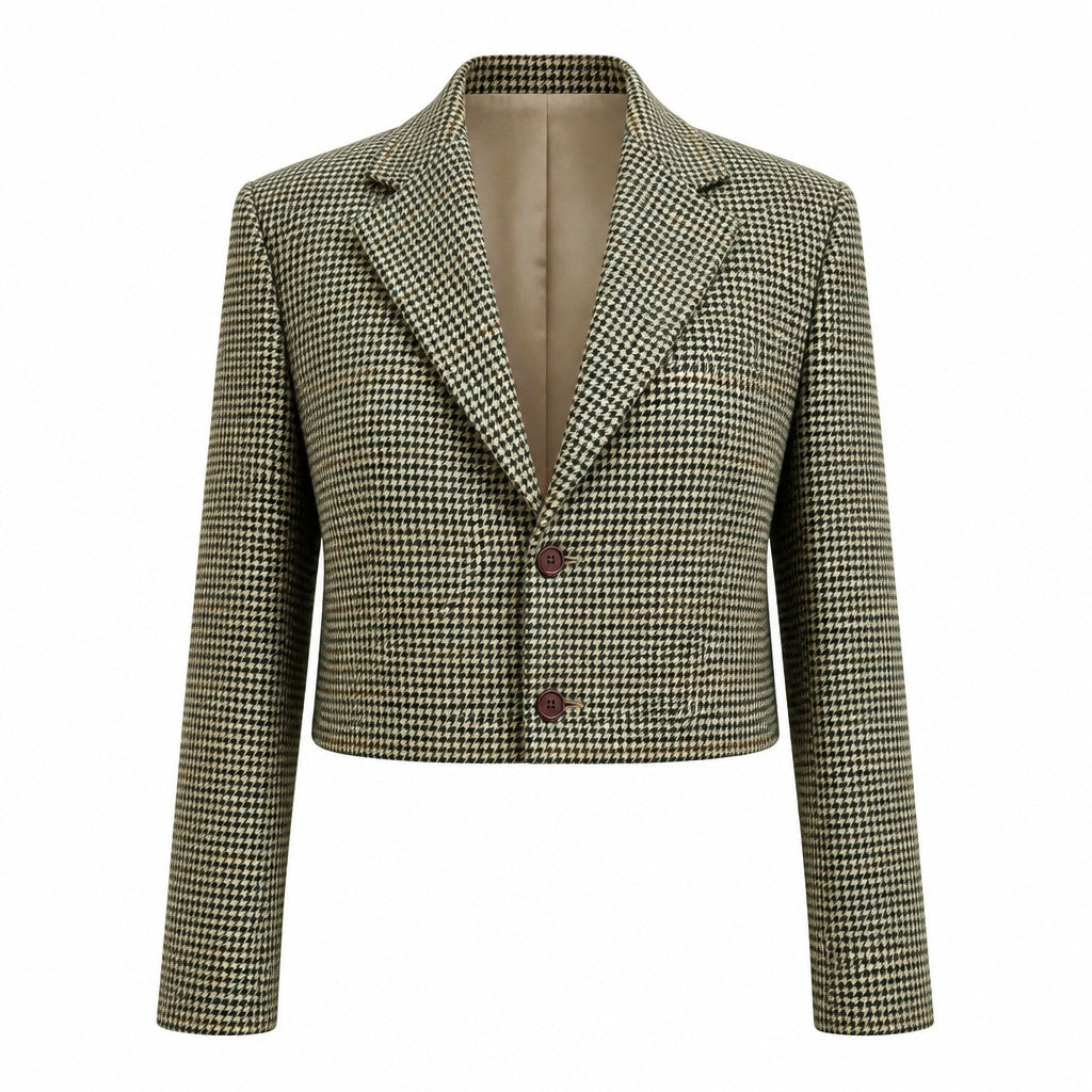 Cropped houndstooth blazer