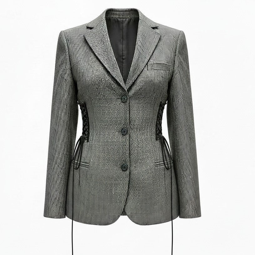 Long grey blazer waist scrunch
