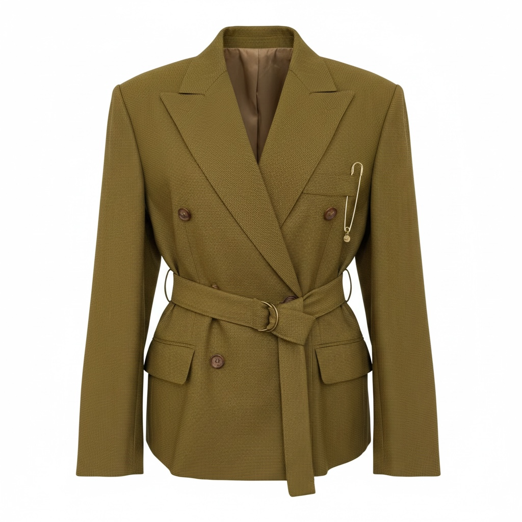 Belted blazer moss green