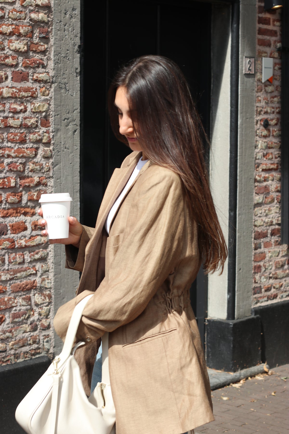 Gold/brown linen blazer