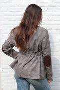 Brown checkered blazer adjustable waist