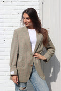 Beige/ green blazer in houndstooth