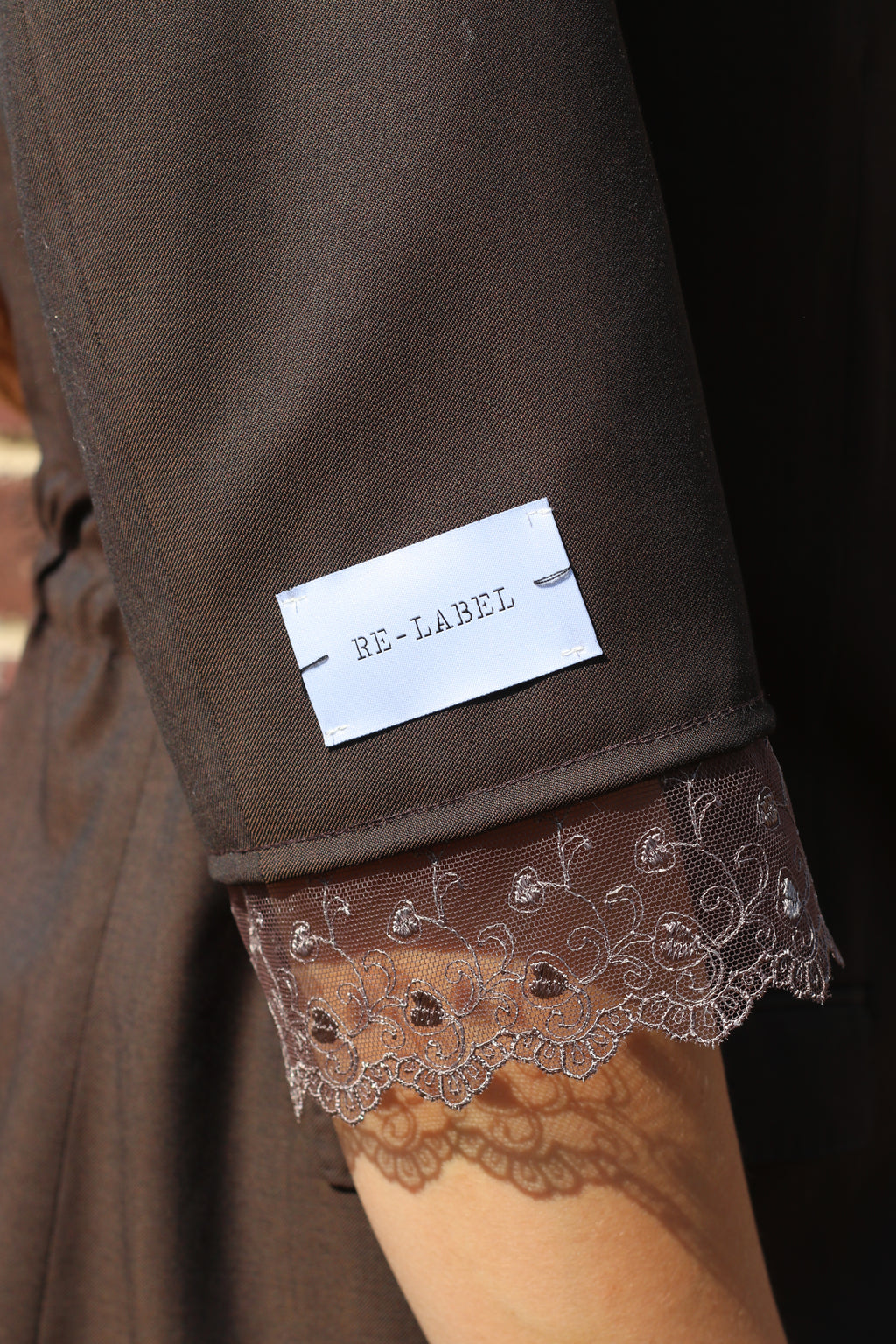 Brown blazer with lace detail