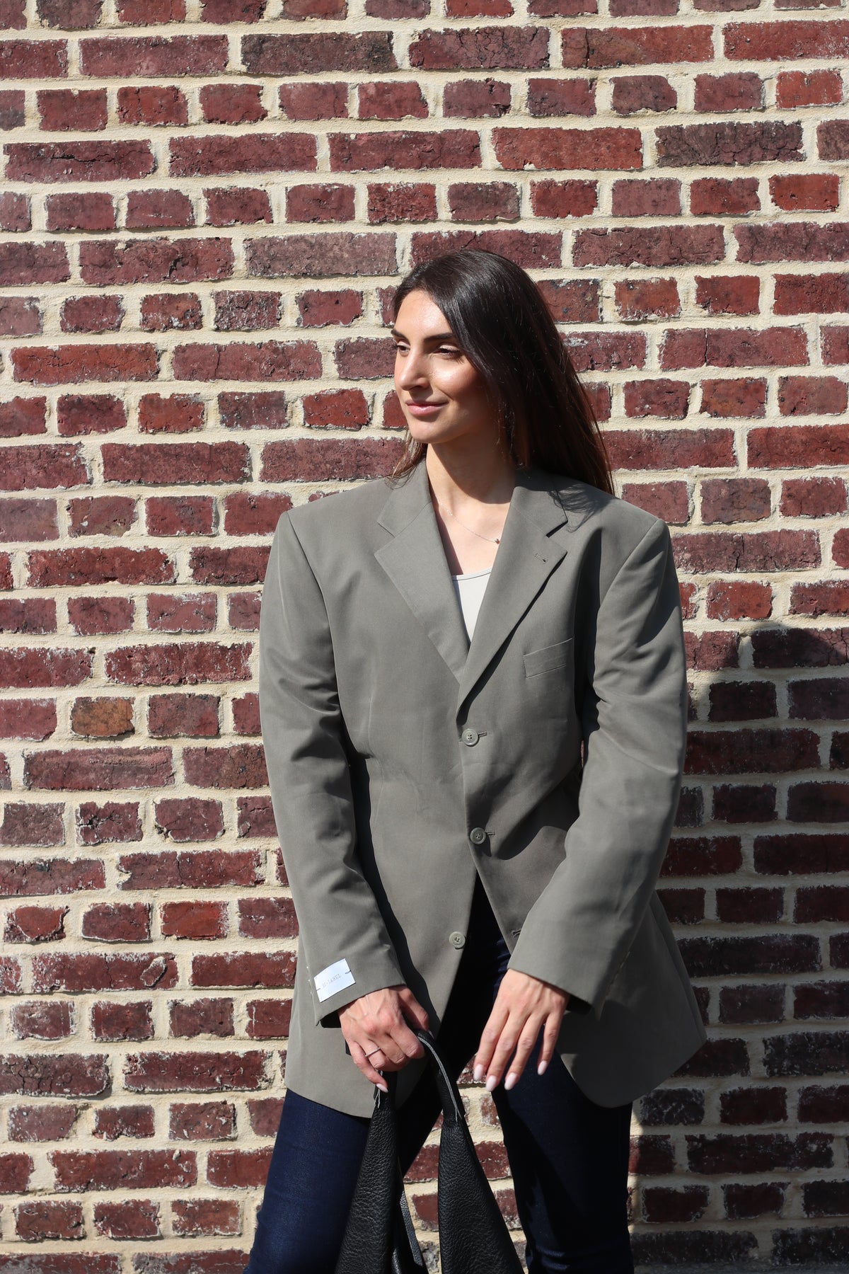 Kaki blazer with adjustable waist