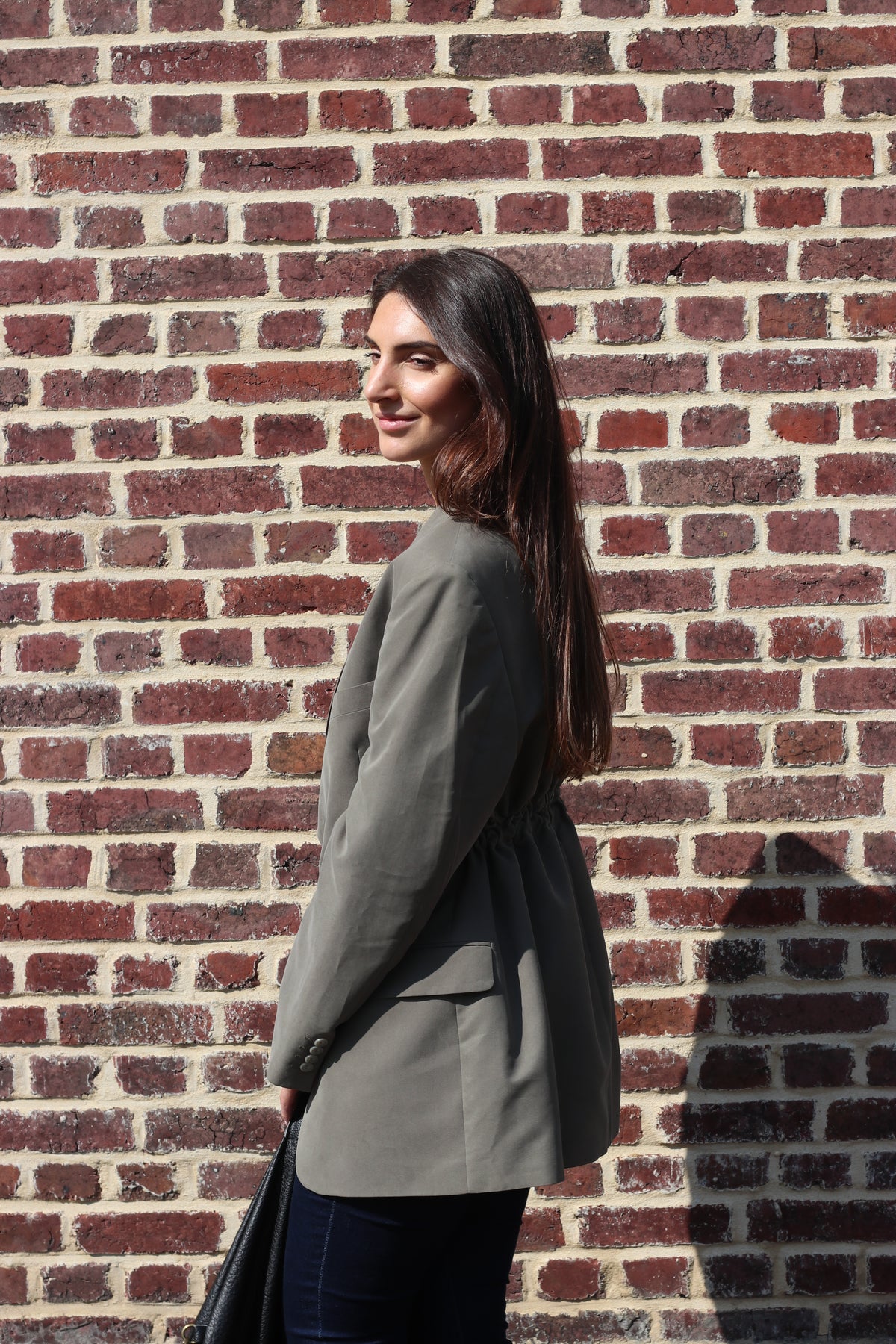 Kaki blazer with adjustable waist
