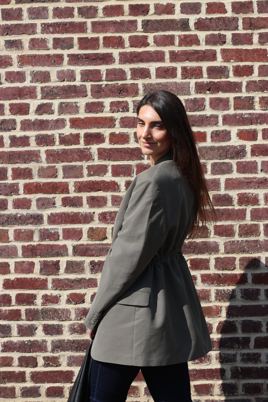 Kaki blazer with adjustable waist