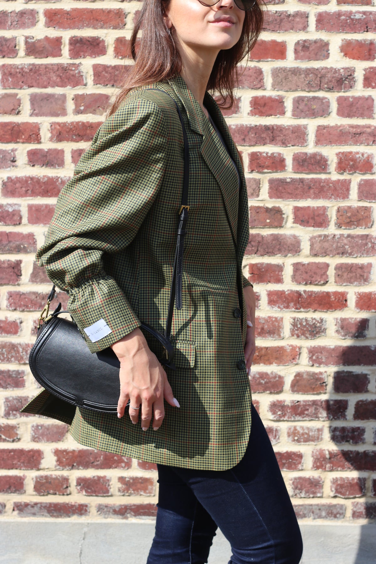 Mustard houndstooth blazer