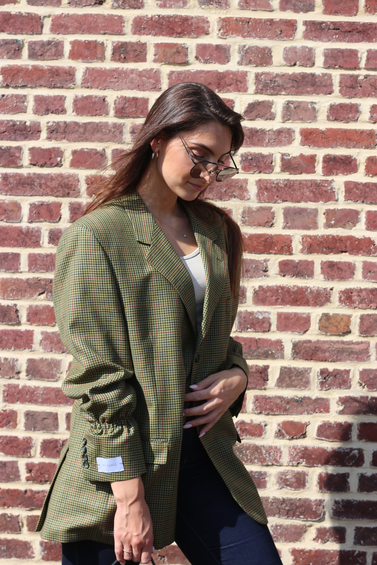 Mustard houndstooth blazer