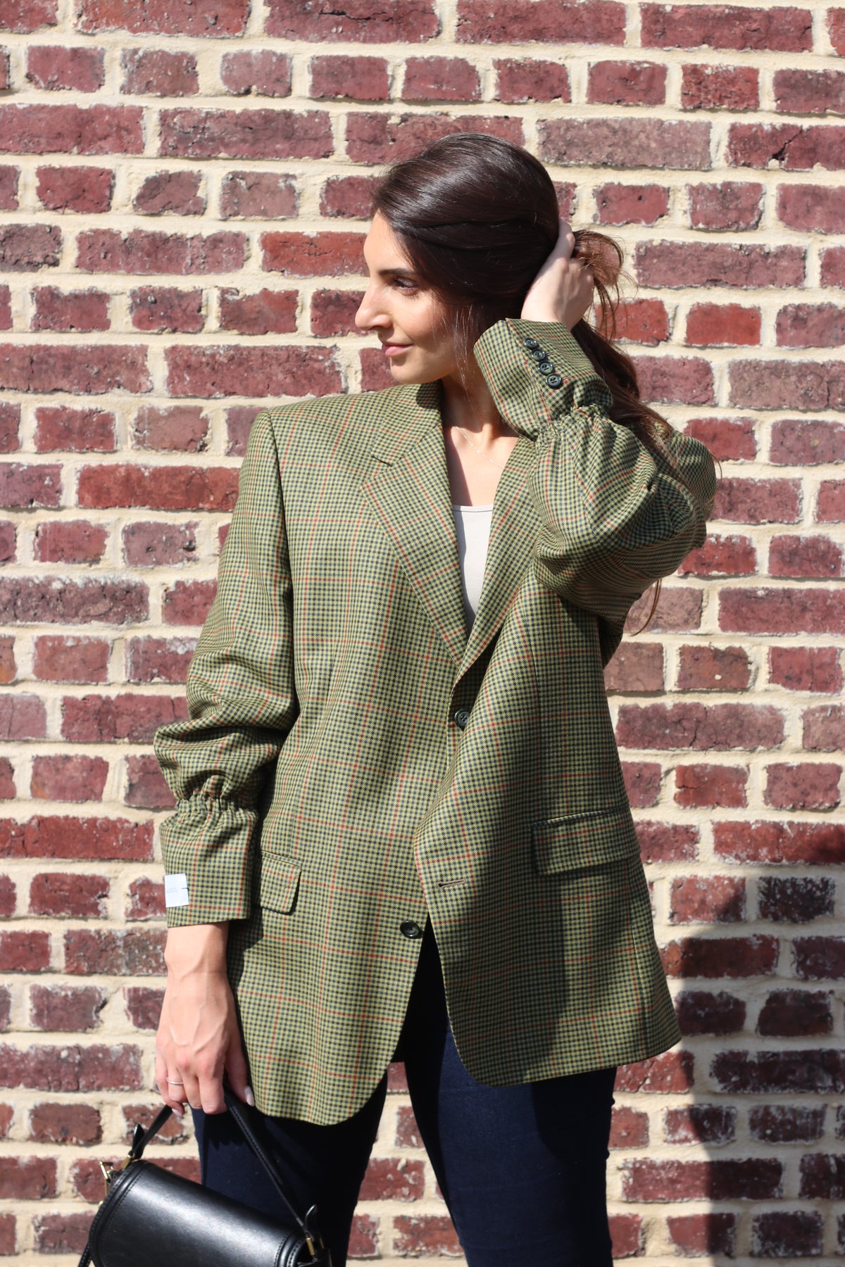 Mustard houndstooth blazer