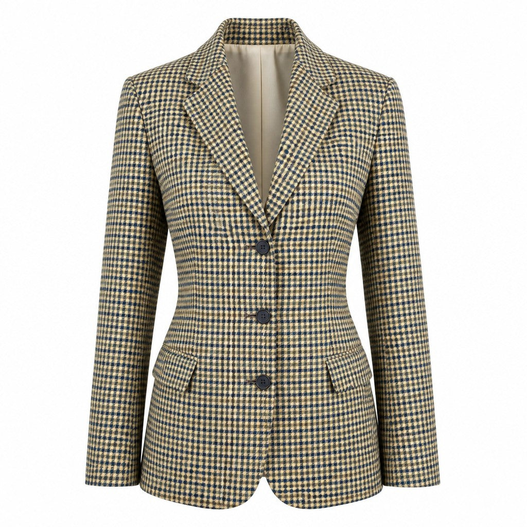 Houndstooth blazer with adjustable waist