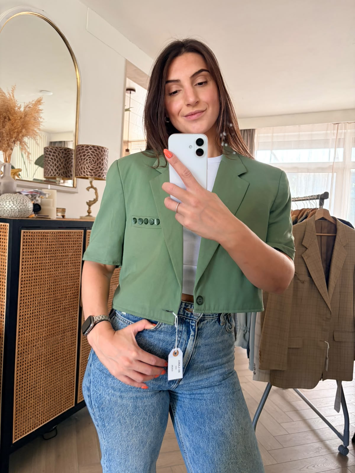 Cropped green blazer