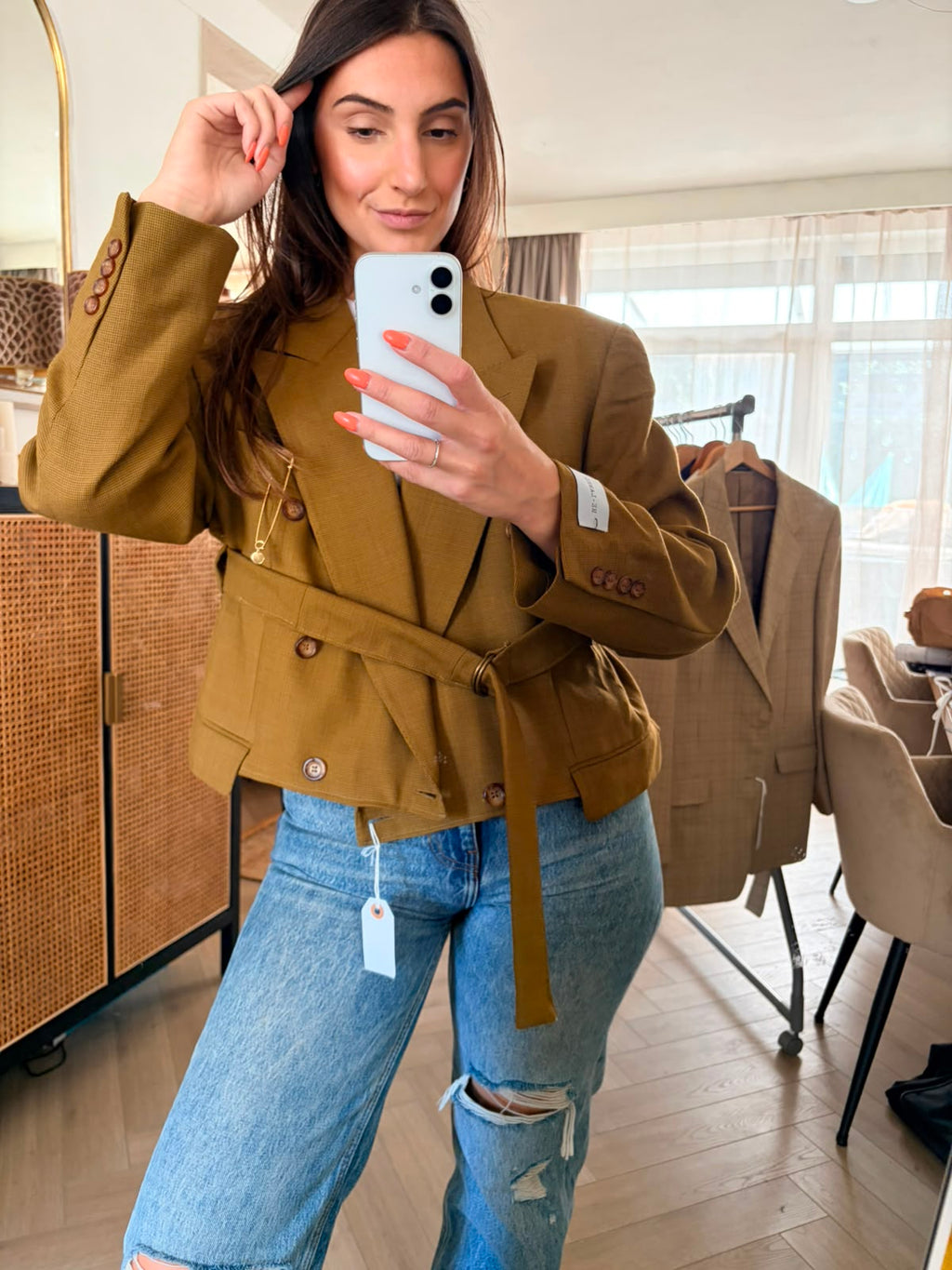 Belted blazer moss green