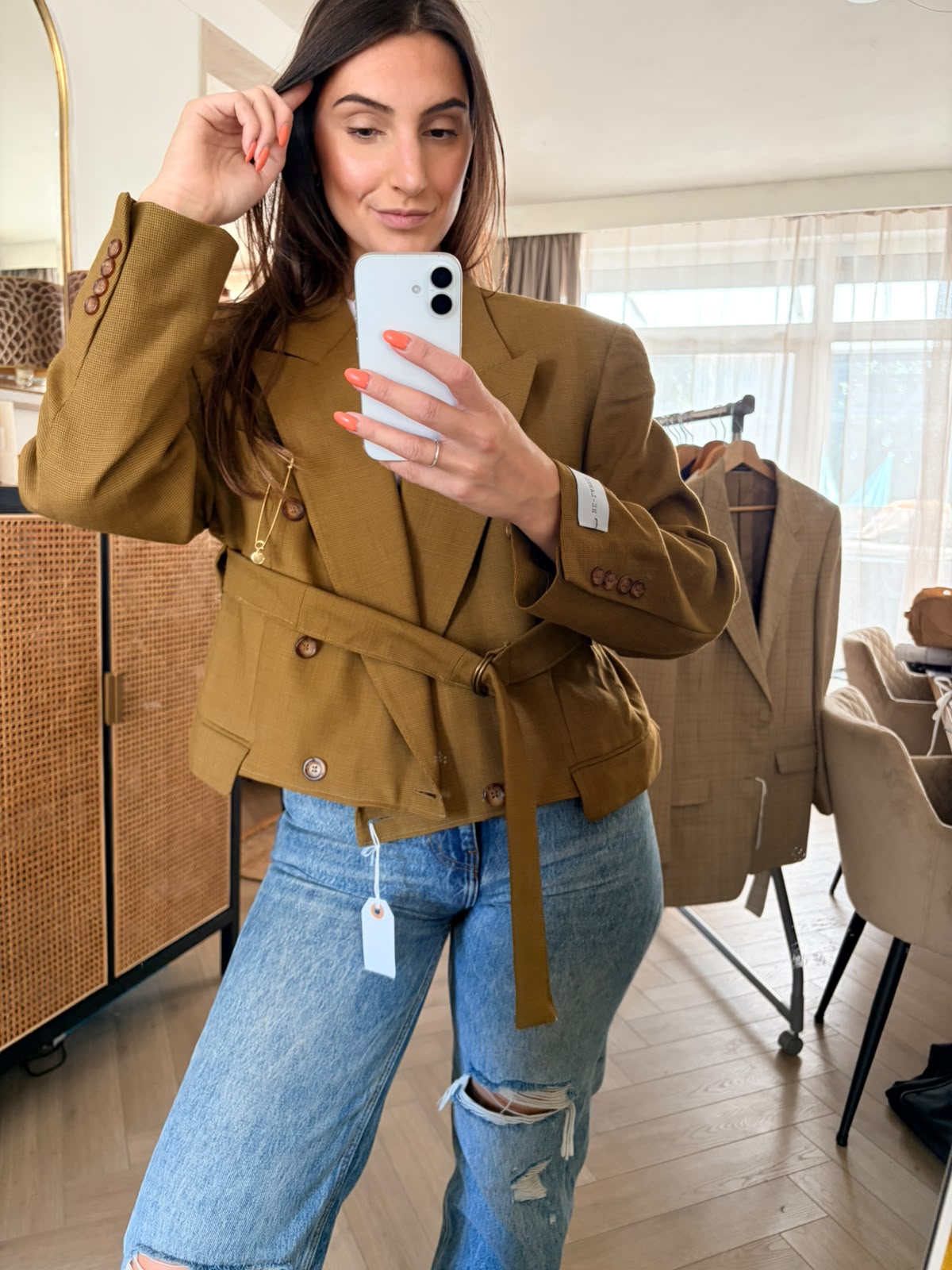 Belted blazer moss green