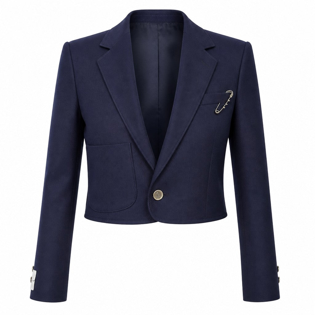 Cropped blue long sleeves blazer