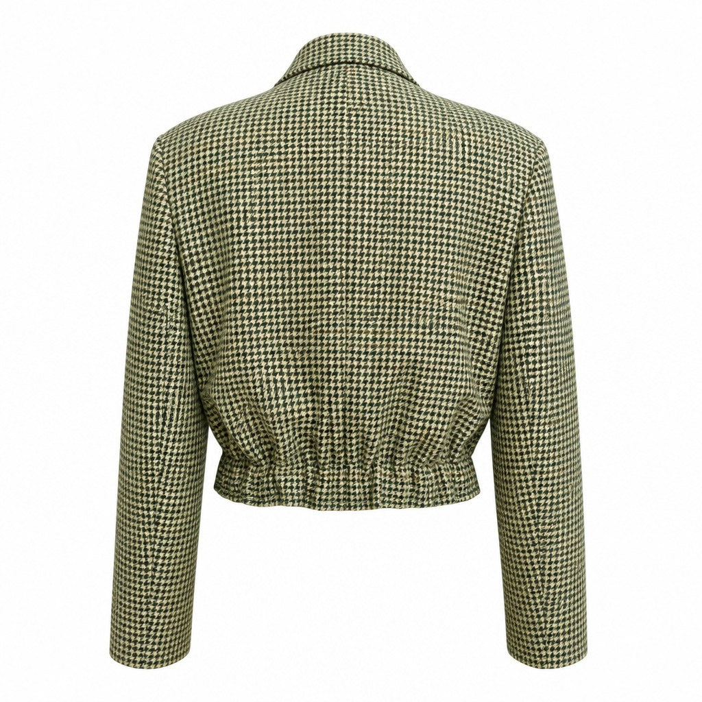 Cropped houndstooth blazer