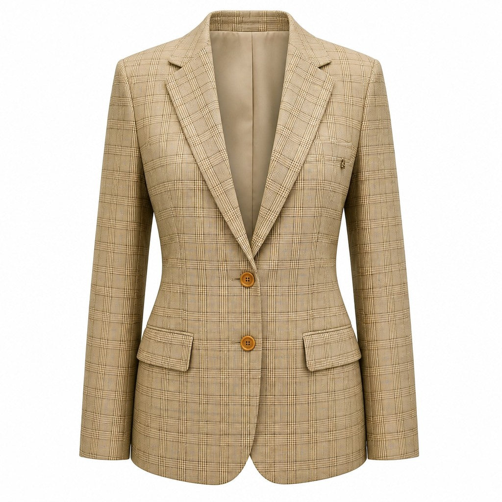 Yellow checkered longline blazer