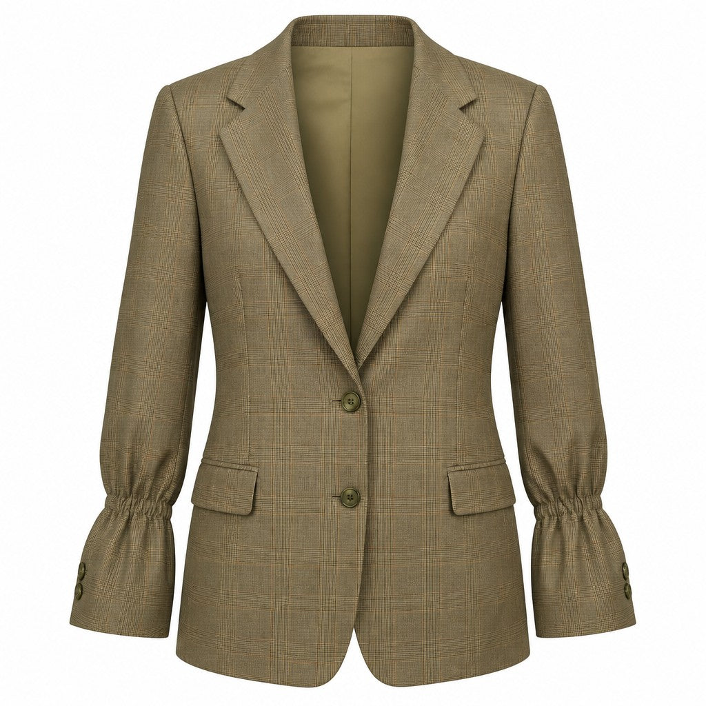 Straight brown blazer with elastic sleeves