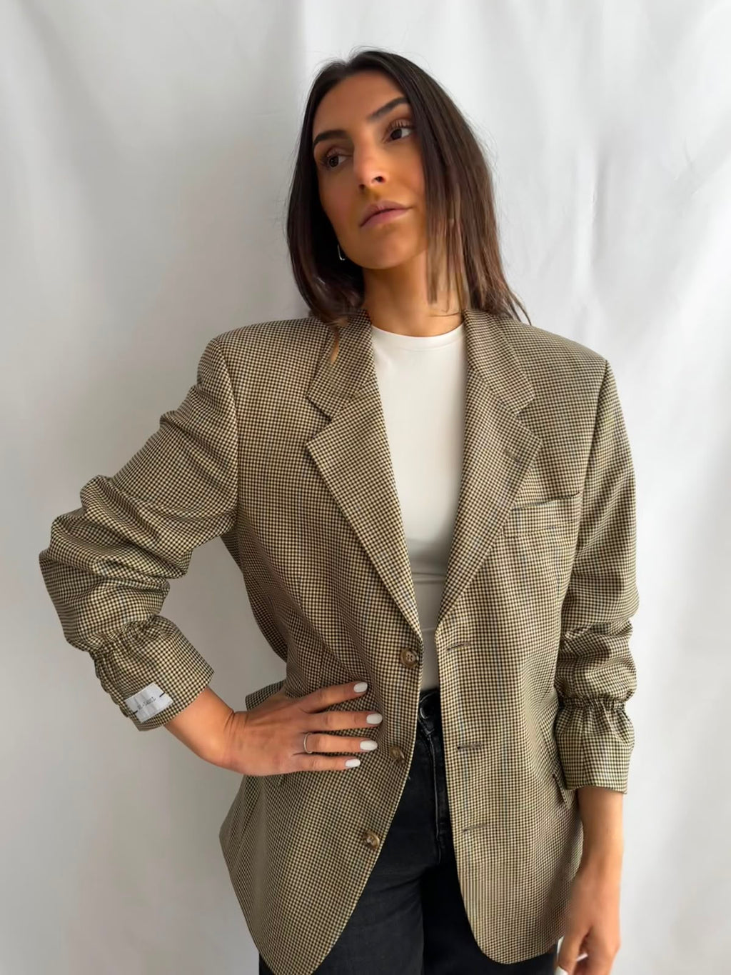 Straight fit houndstooth blazer