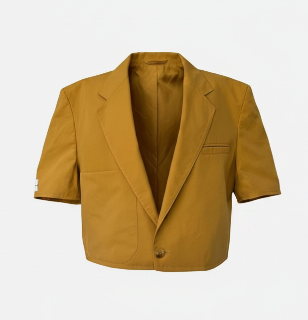 Cropped yellow short sleeve blazer