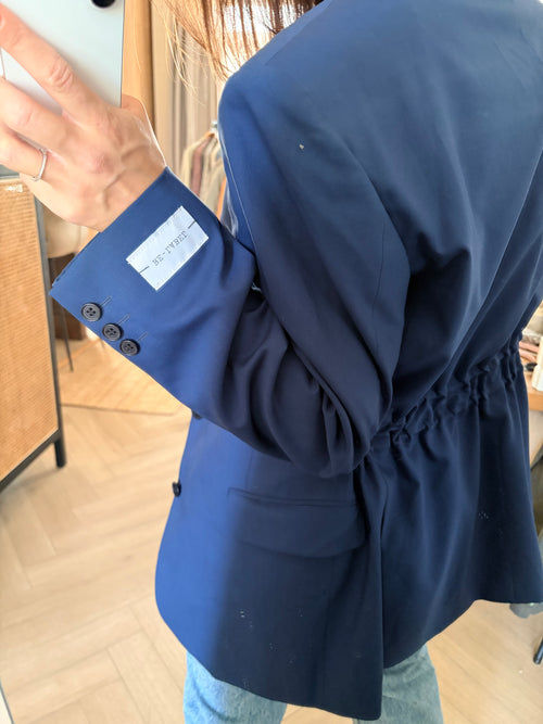 Blue blazer with adjustable waist