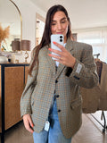 Houndstooth blazer with adjustable waist