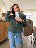 Green cropped blazer